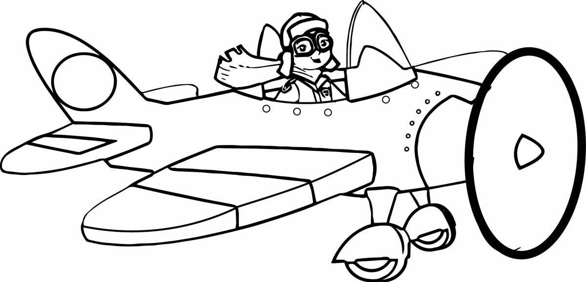 Playful airplane coloring page