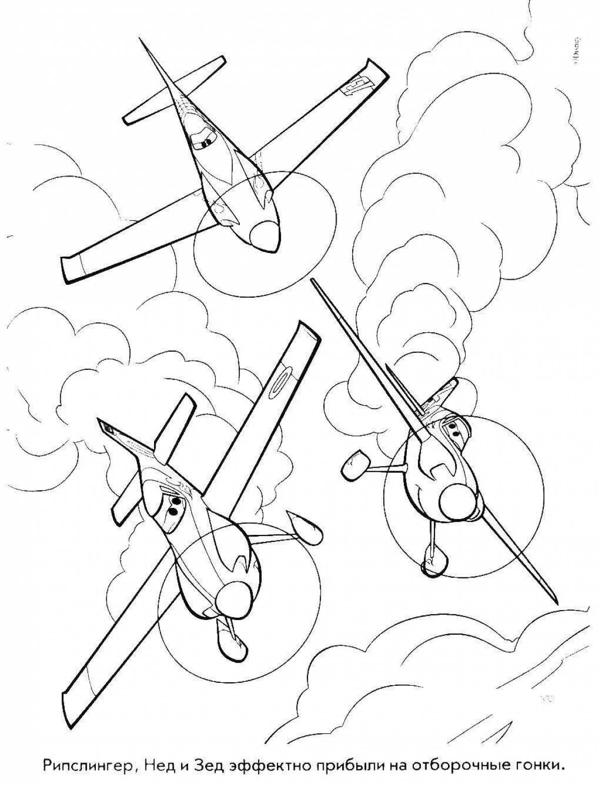 Crazy plane coloring page