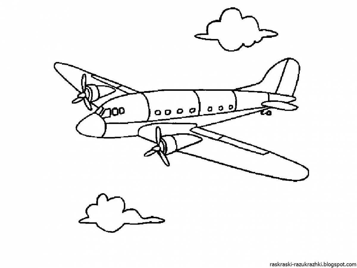 Colourful airplane coloring page