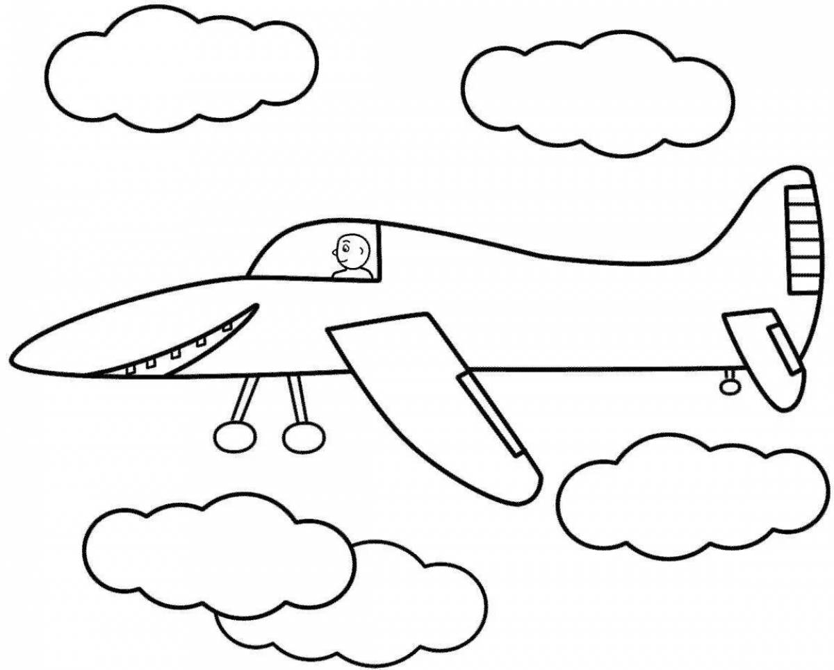 Самолет картинка раскраска для детей распечатать