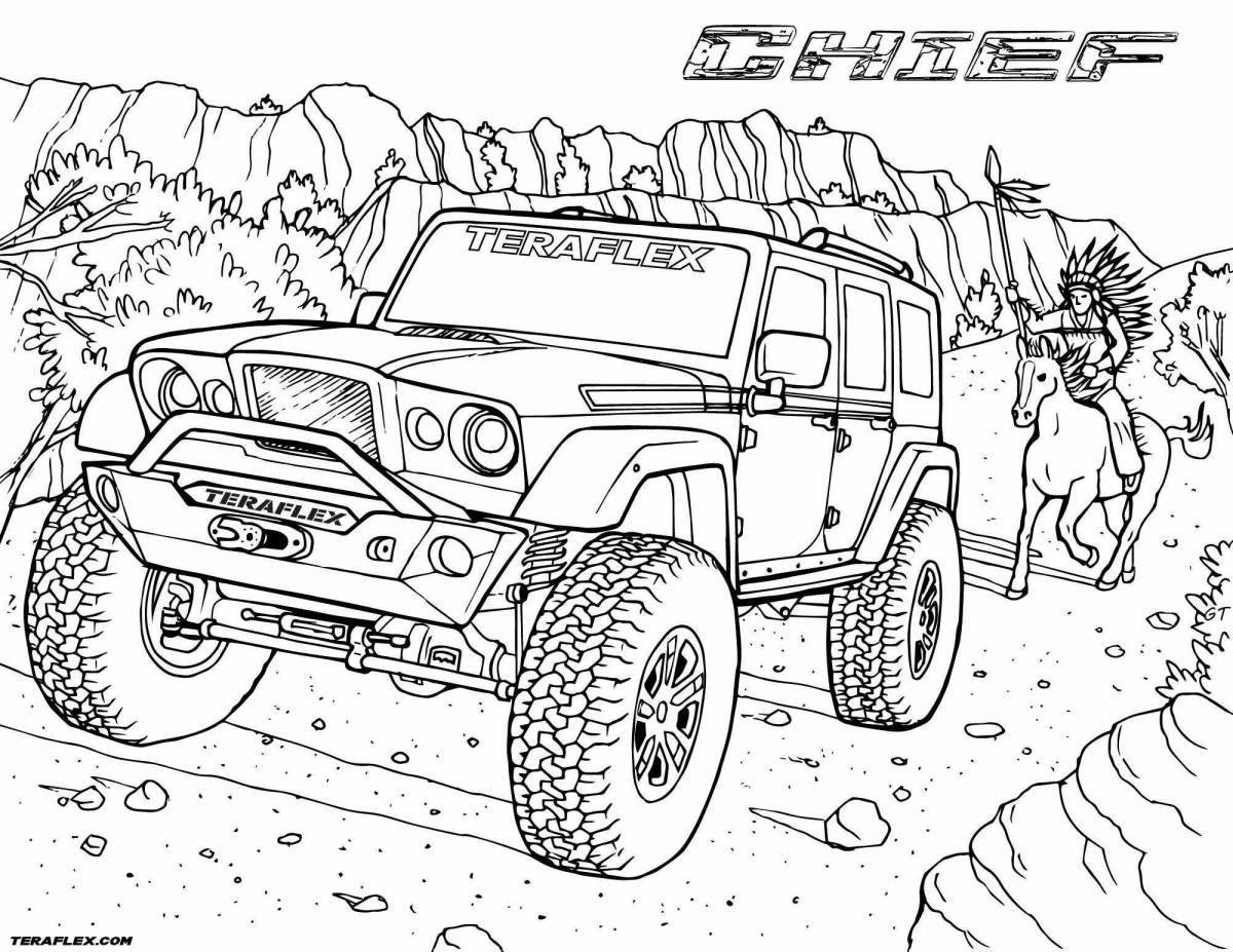 Majestic coloring page complicated cars for boys