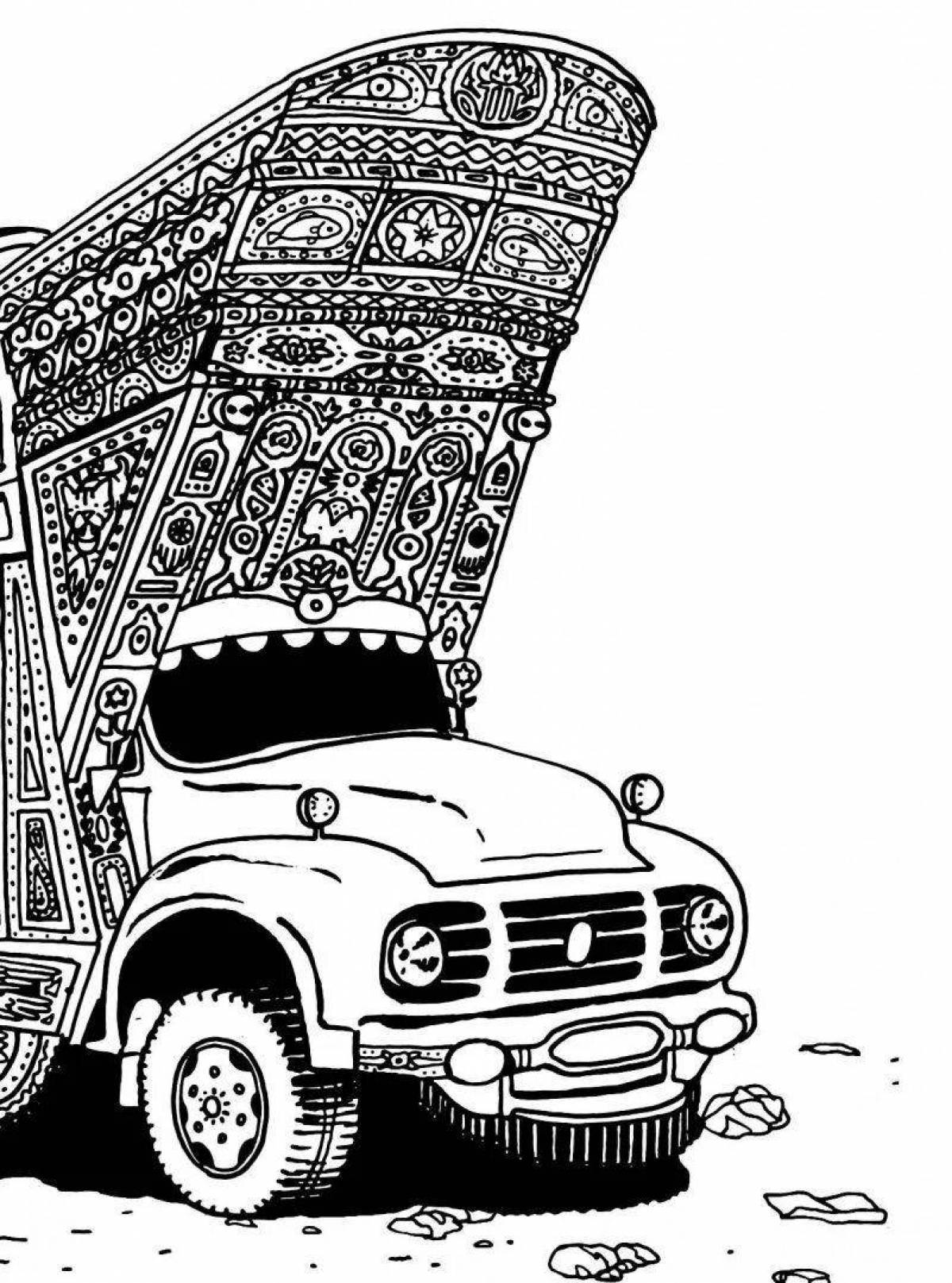 Grand coloring page complex cars for boys