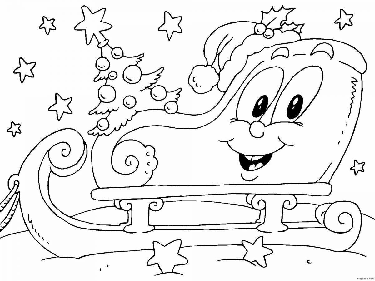 Coloring page sparkling santa claus on sleigh