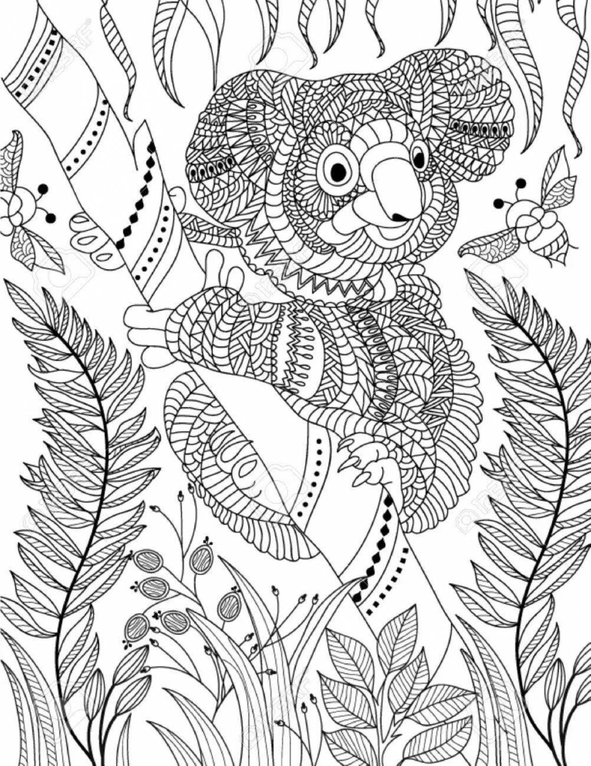 Tempting anti-stress animal coloring book for kids