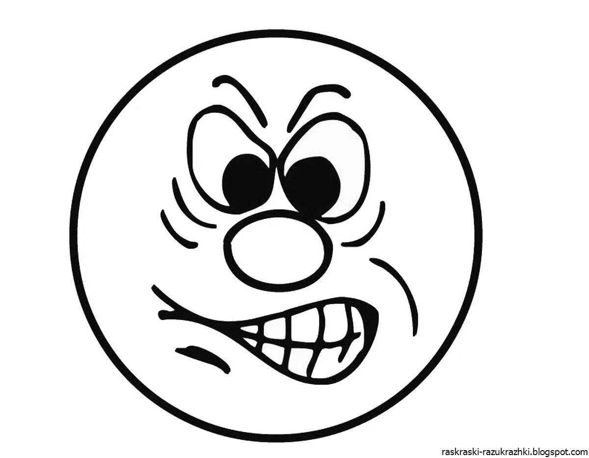 Fun coloring funny smiley face for kids