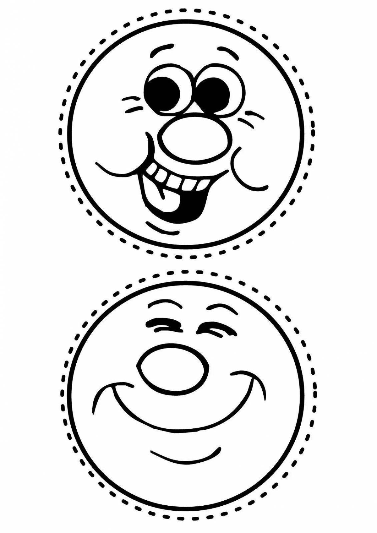 Playful coloring funny smiley face for kids