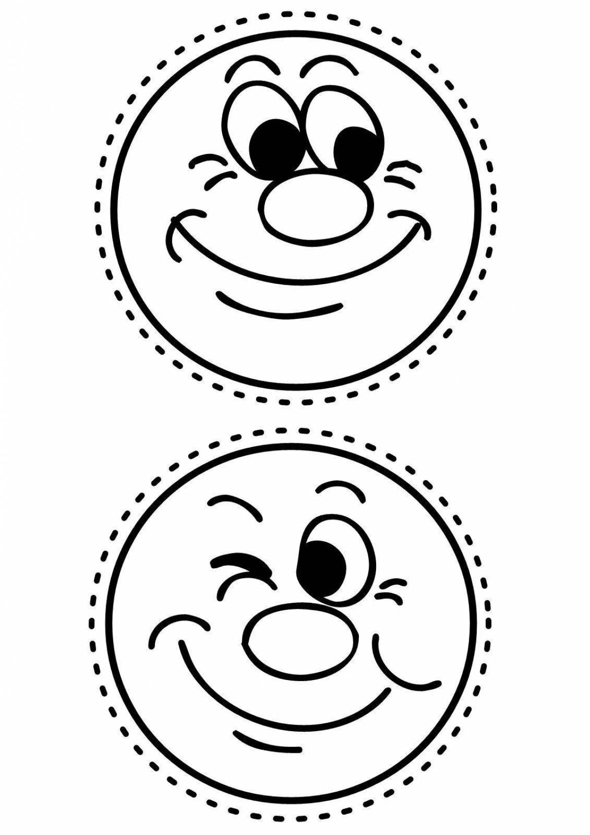 Coloring funny smiley face for kids