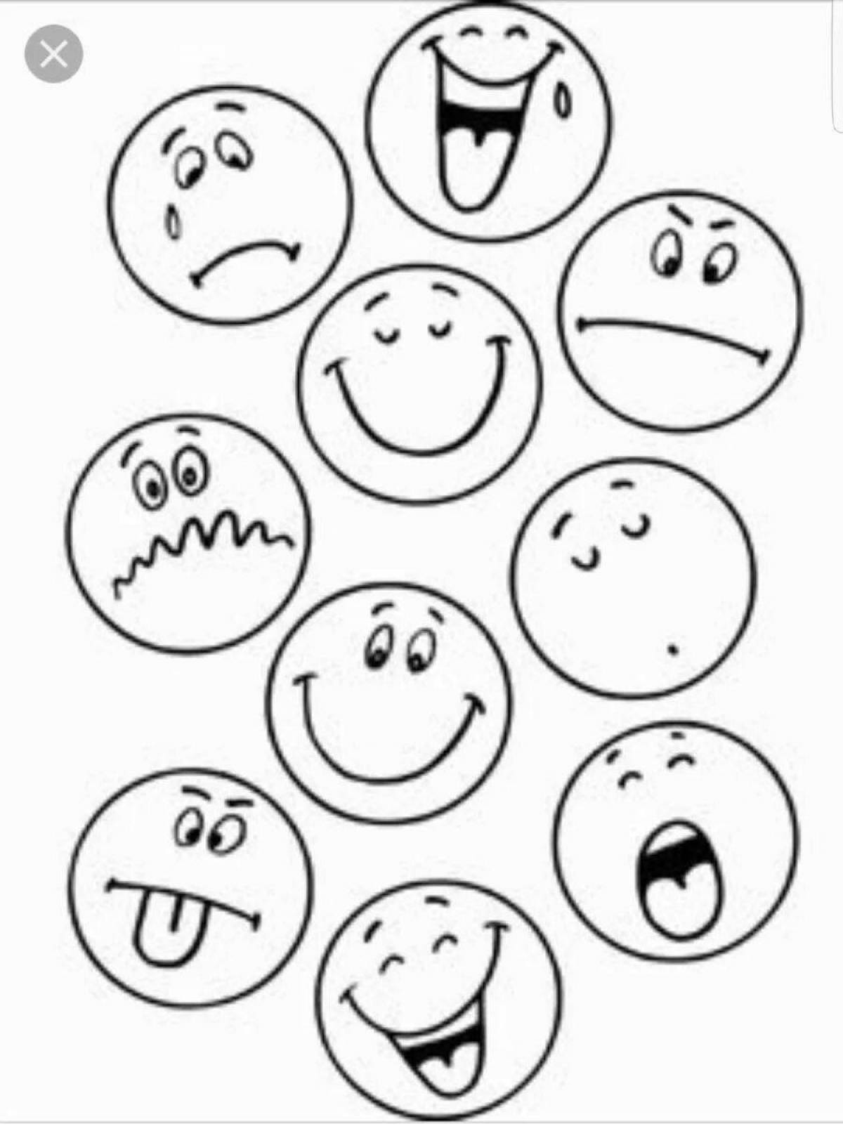 Humorous coloring funny smiley face for kids