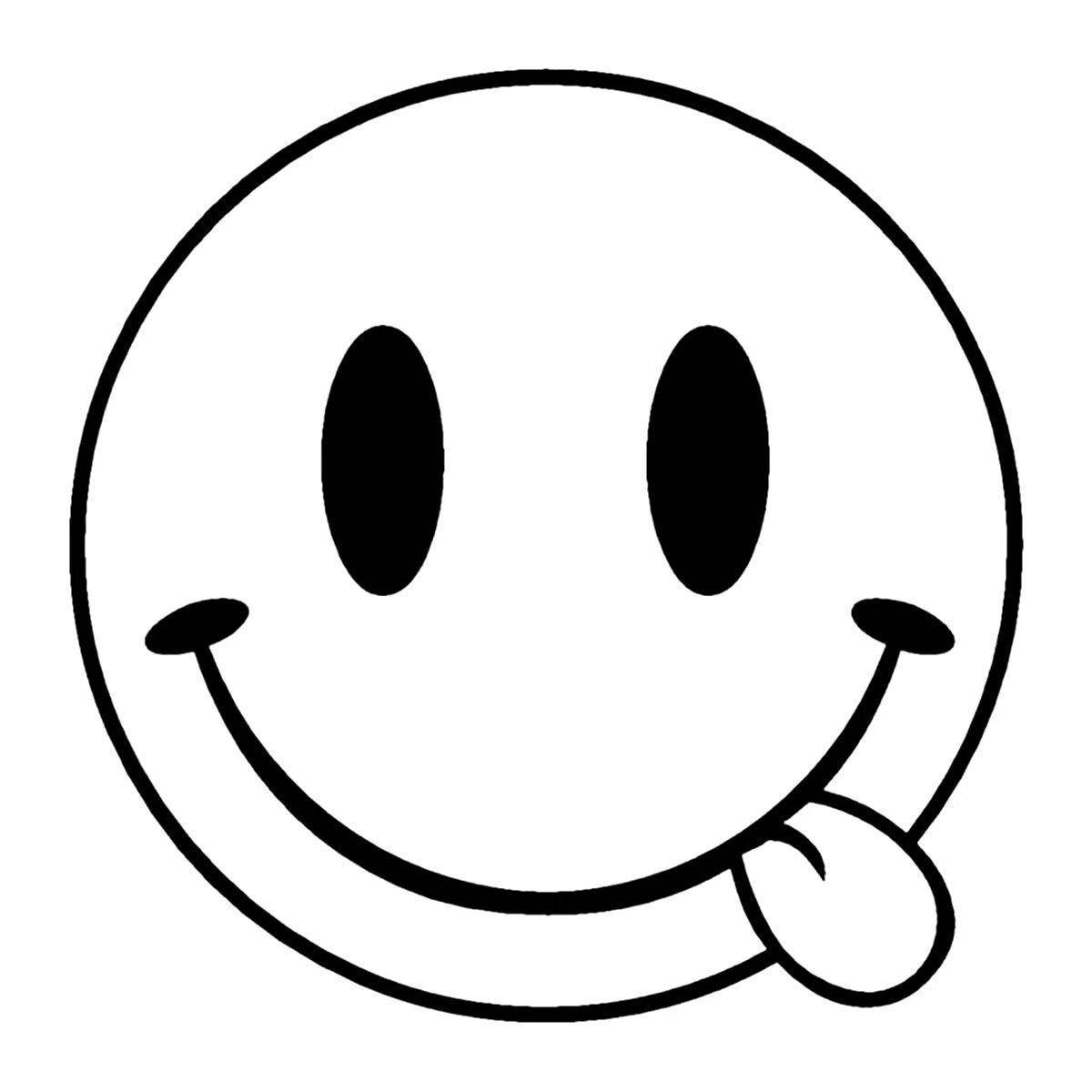 Witty coloring funny smiley face for kids