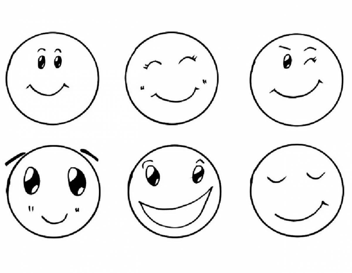 Deceptive coloring funny smiley for kids