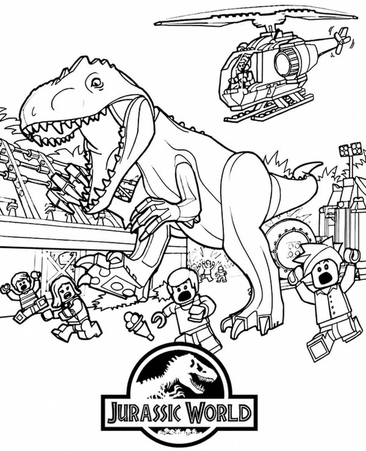 Colorful jurassic world domination coloring page