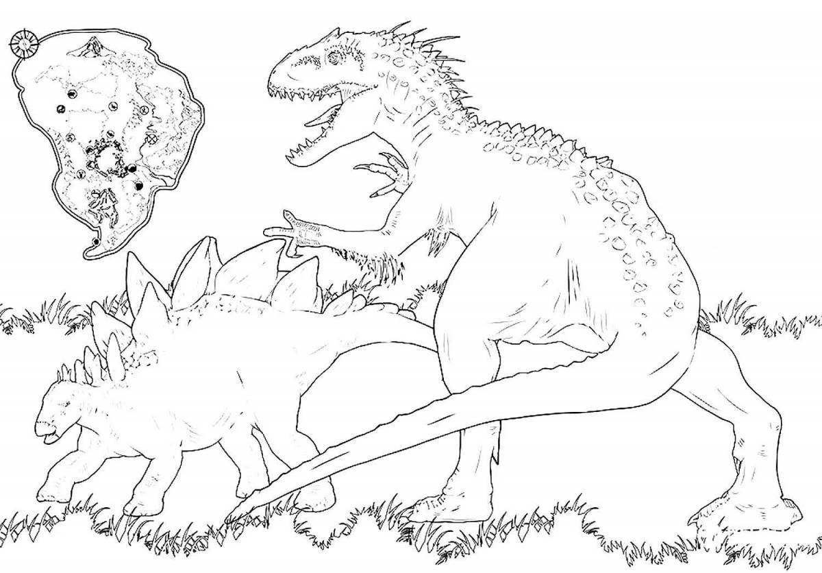 Colorful jurassic world domination coloring page