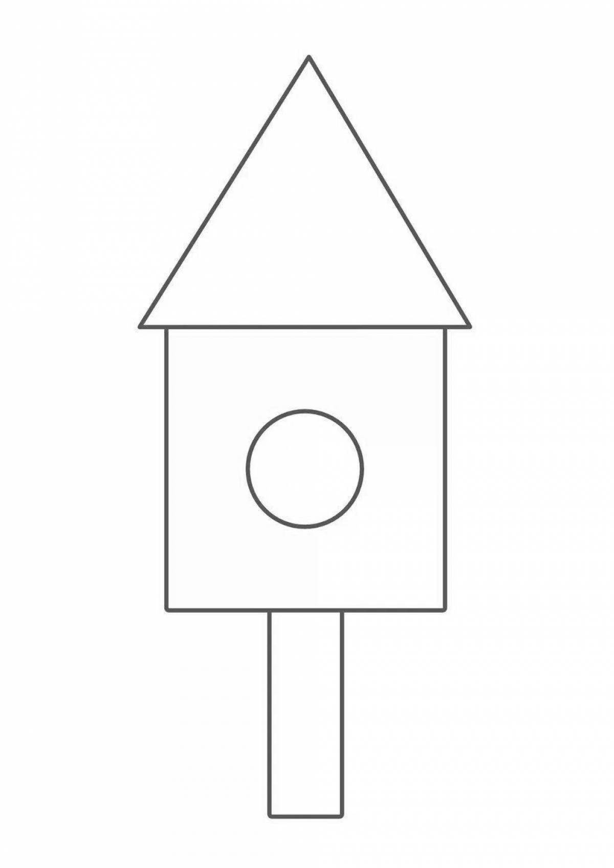 Coloring page of complex geometric house