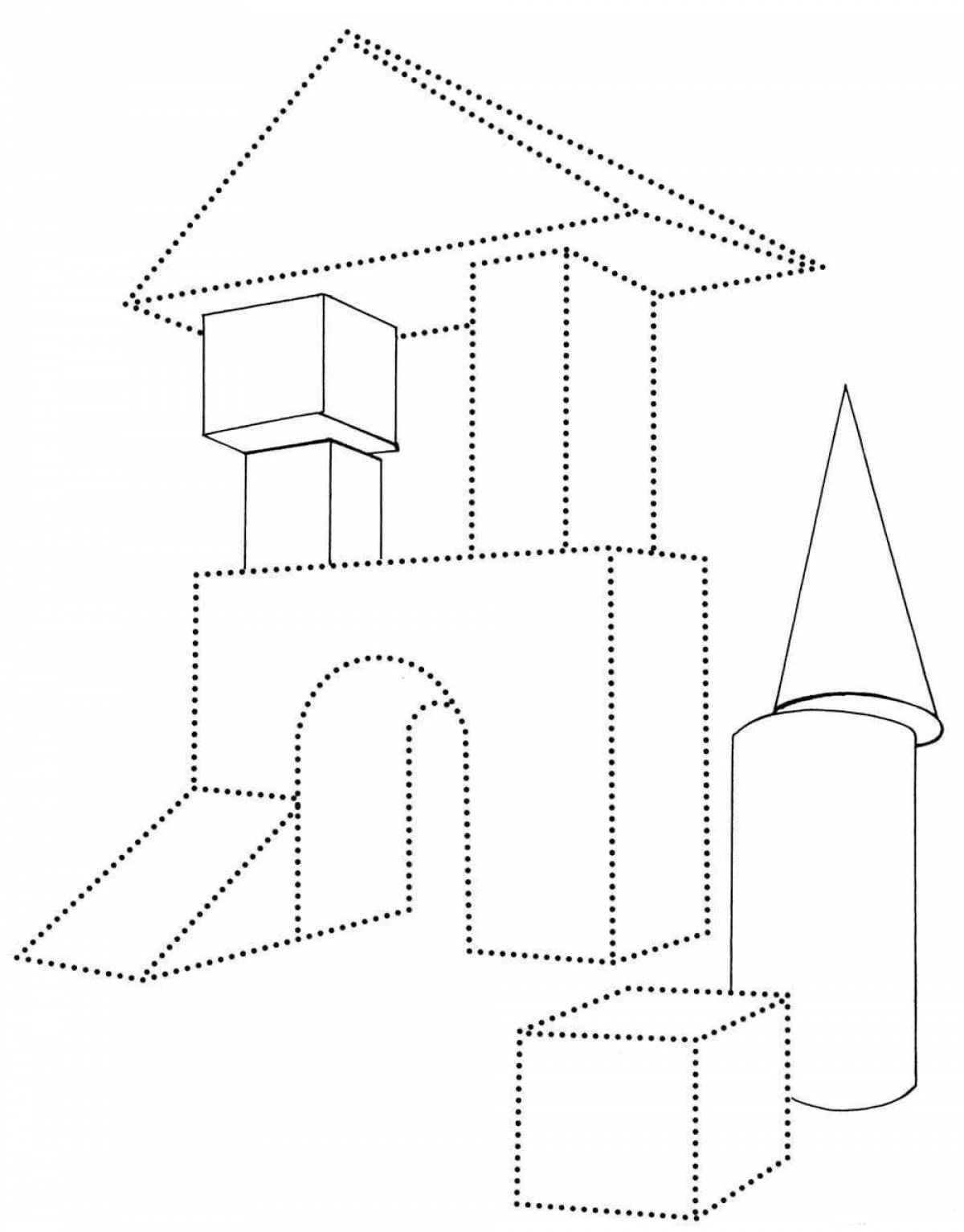 Abstract geometric house coloring page