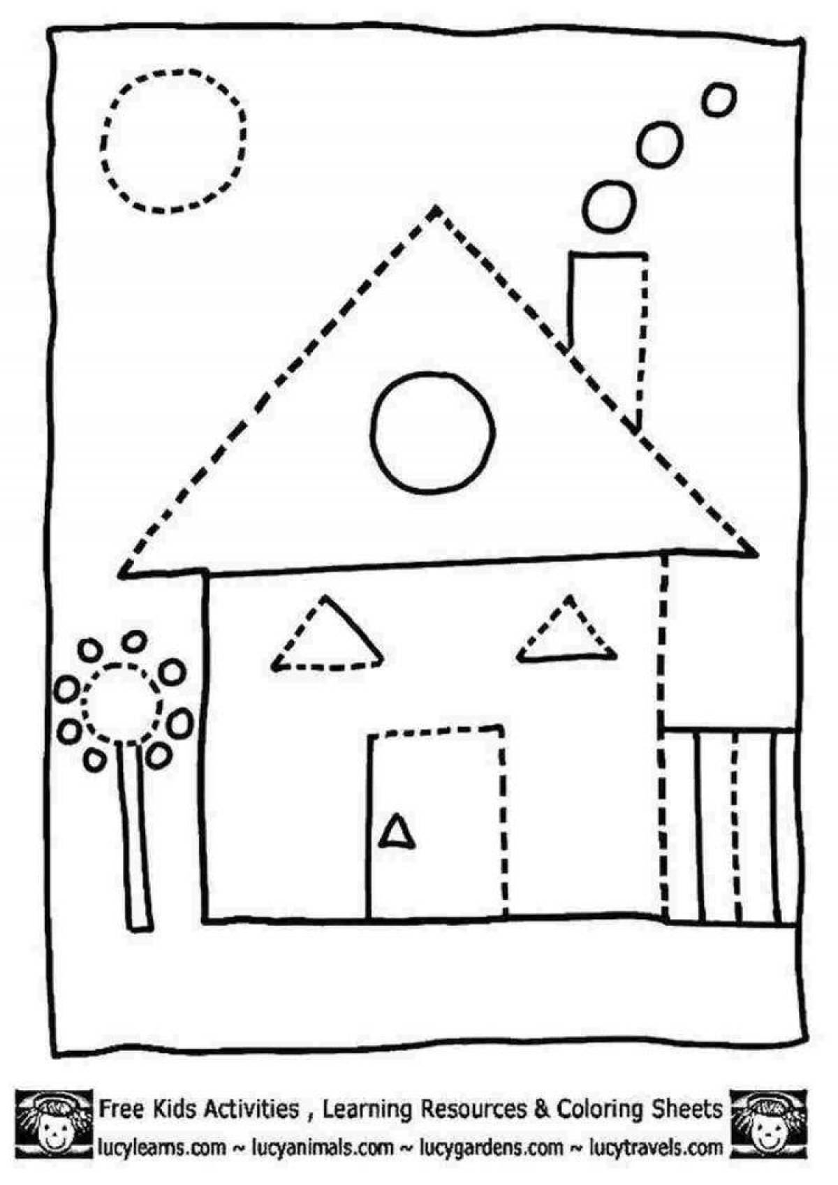 Exquisite geometric house coloring book
