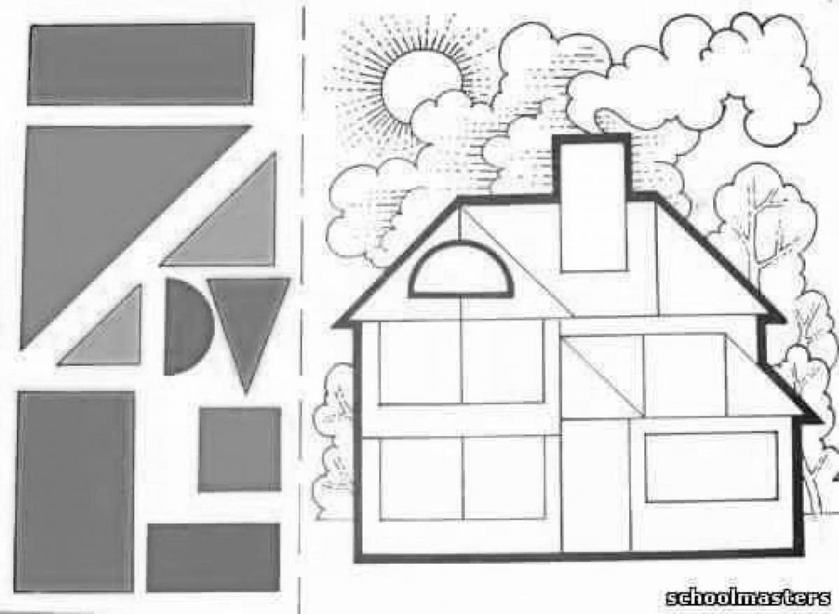 Coloring book gorgeous geometric house