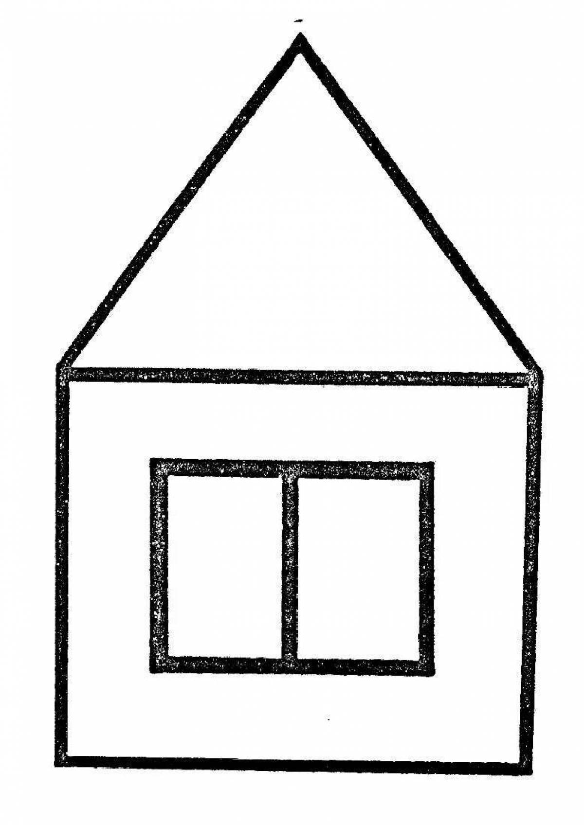 Adorable geometric house coloring page