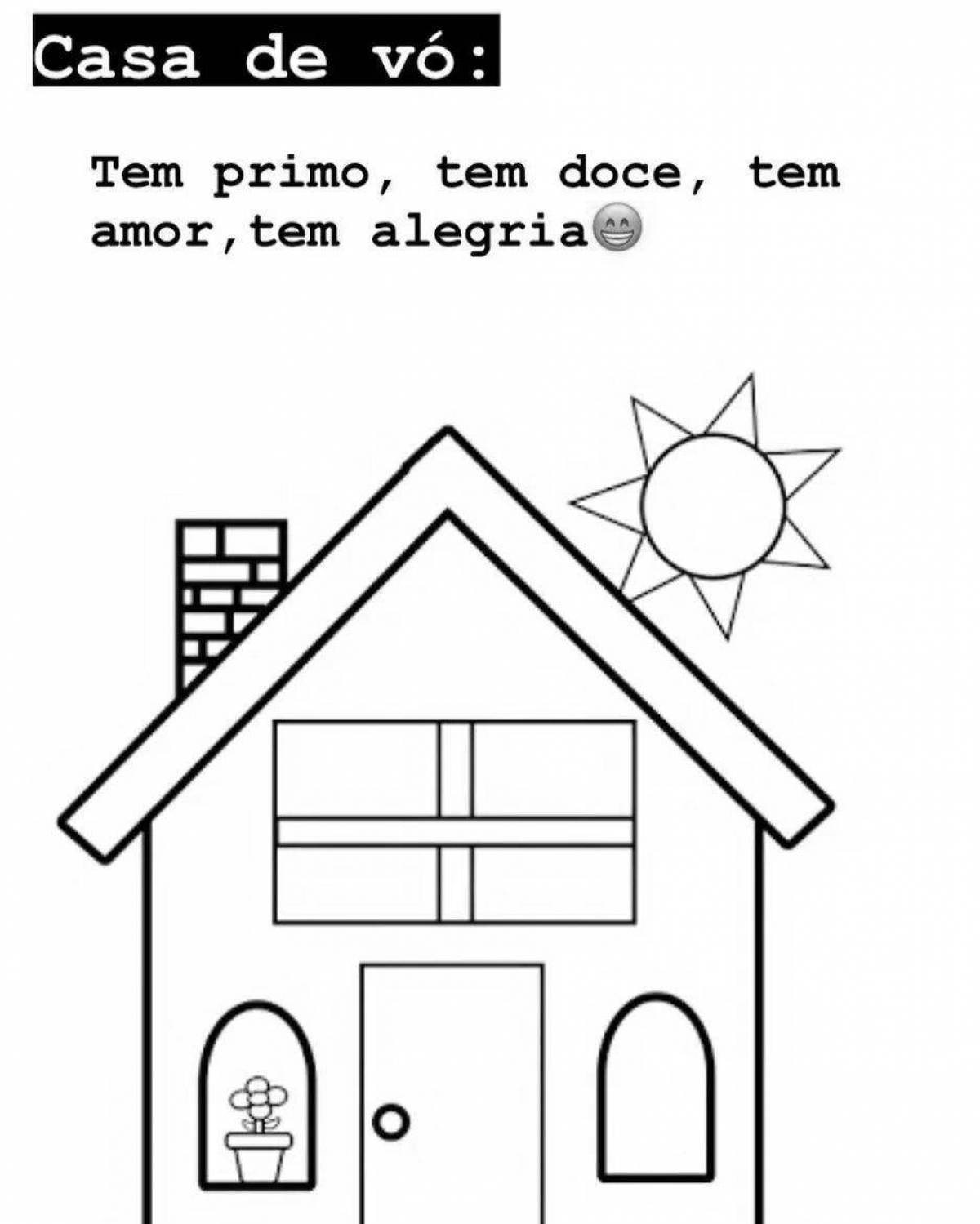 Adorable geometric house coloring book