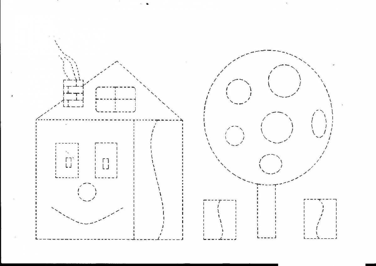 Coloring book fascinating geometric house