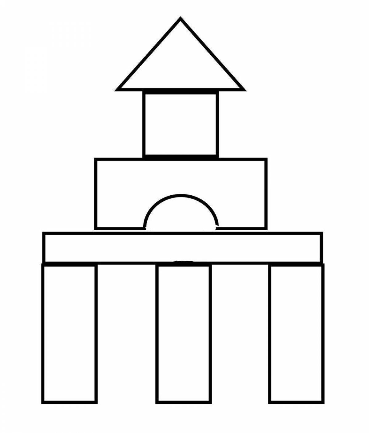 Dramatic geometric house coloring page