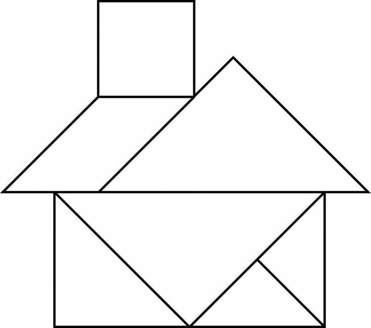 Coloring page of a spectacular geometric house