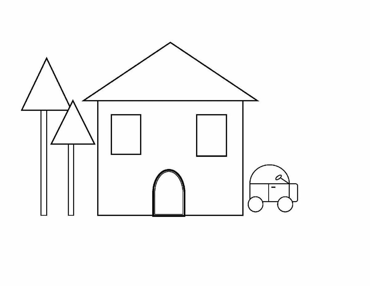 Раскраска превосходный геометрический дом