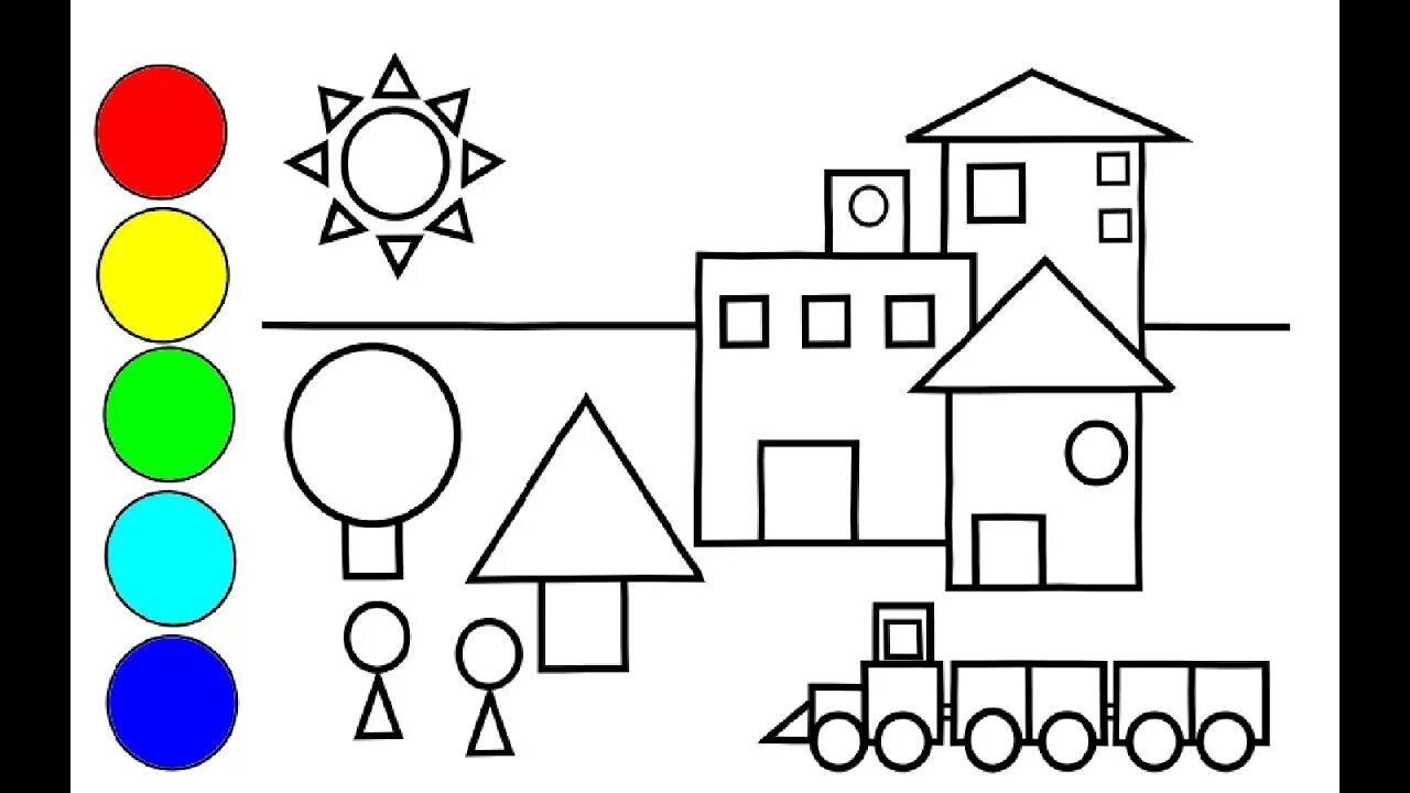 Раскраска Домик из геометрических фигур #2