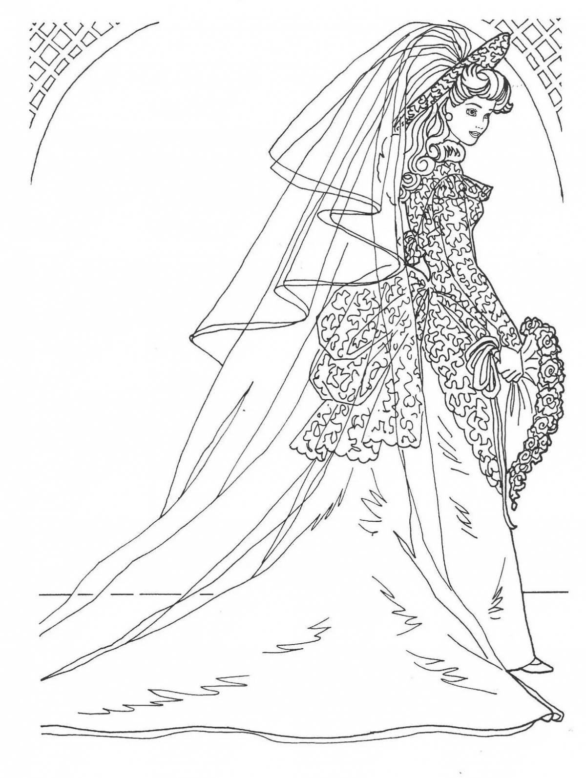 Elegant coloring of barbie in a puffy dress