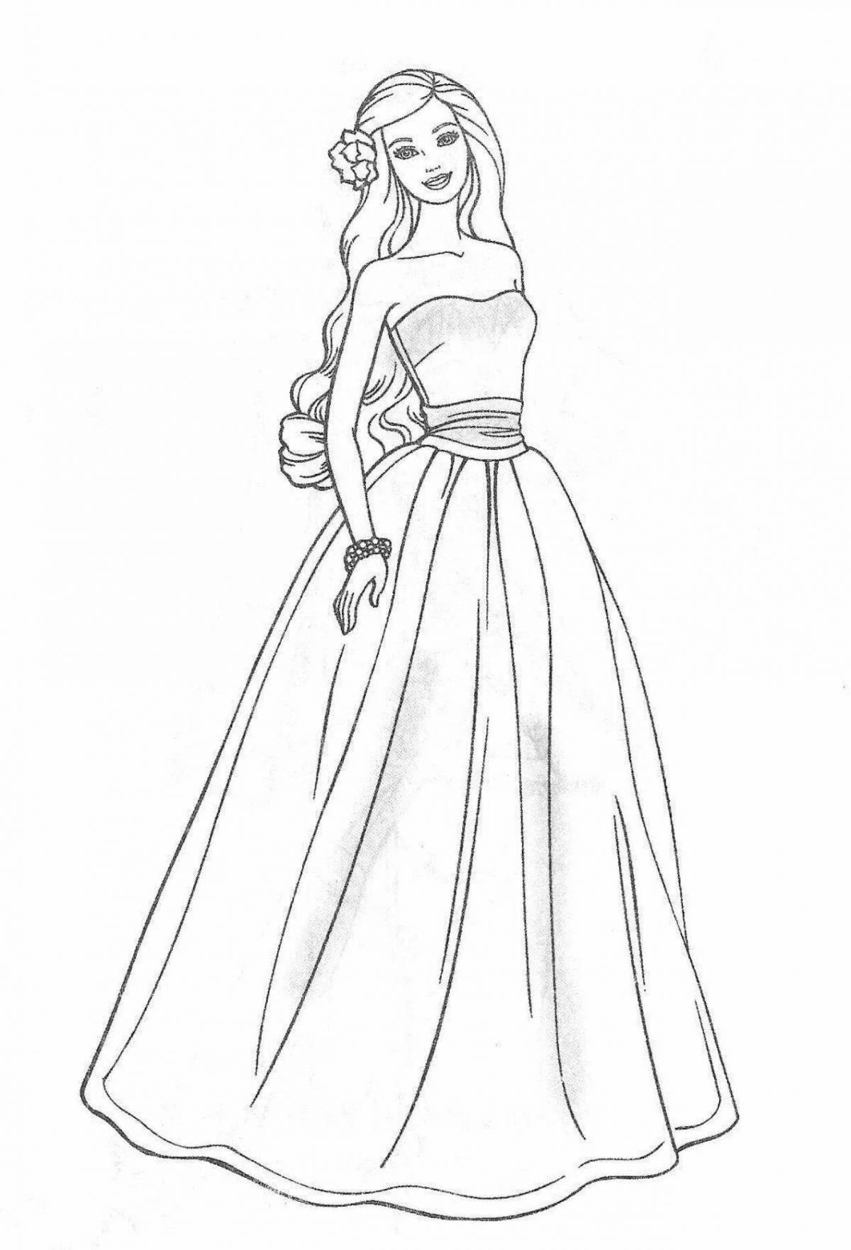 Exalted coloring page barbie in fluffy dress