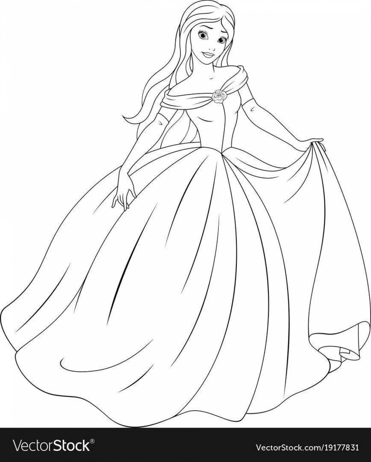 Flawless coloring of barbie in a big dress