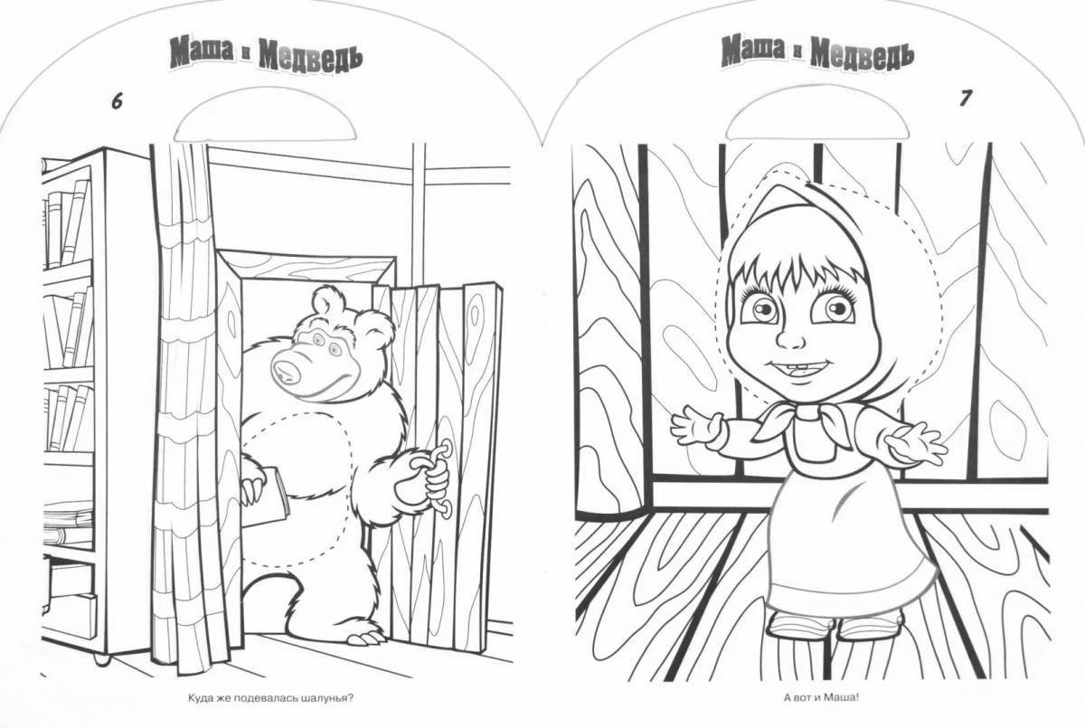 Cute Masha and the bear super coloring