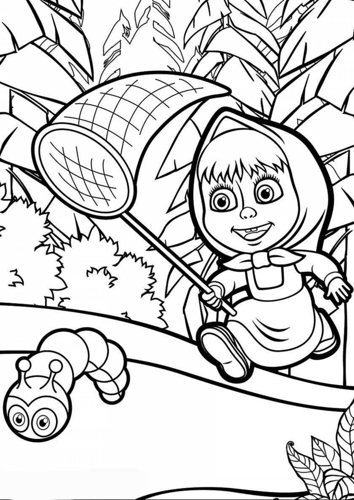 Delightful Masha and the bear super coloring