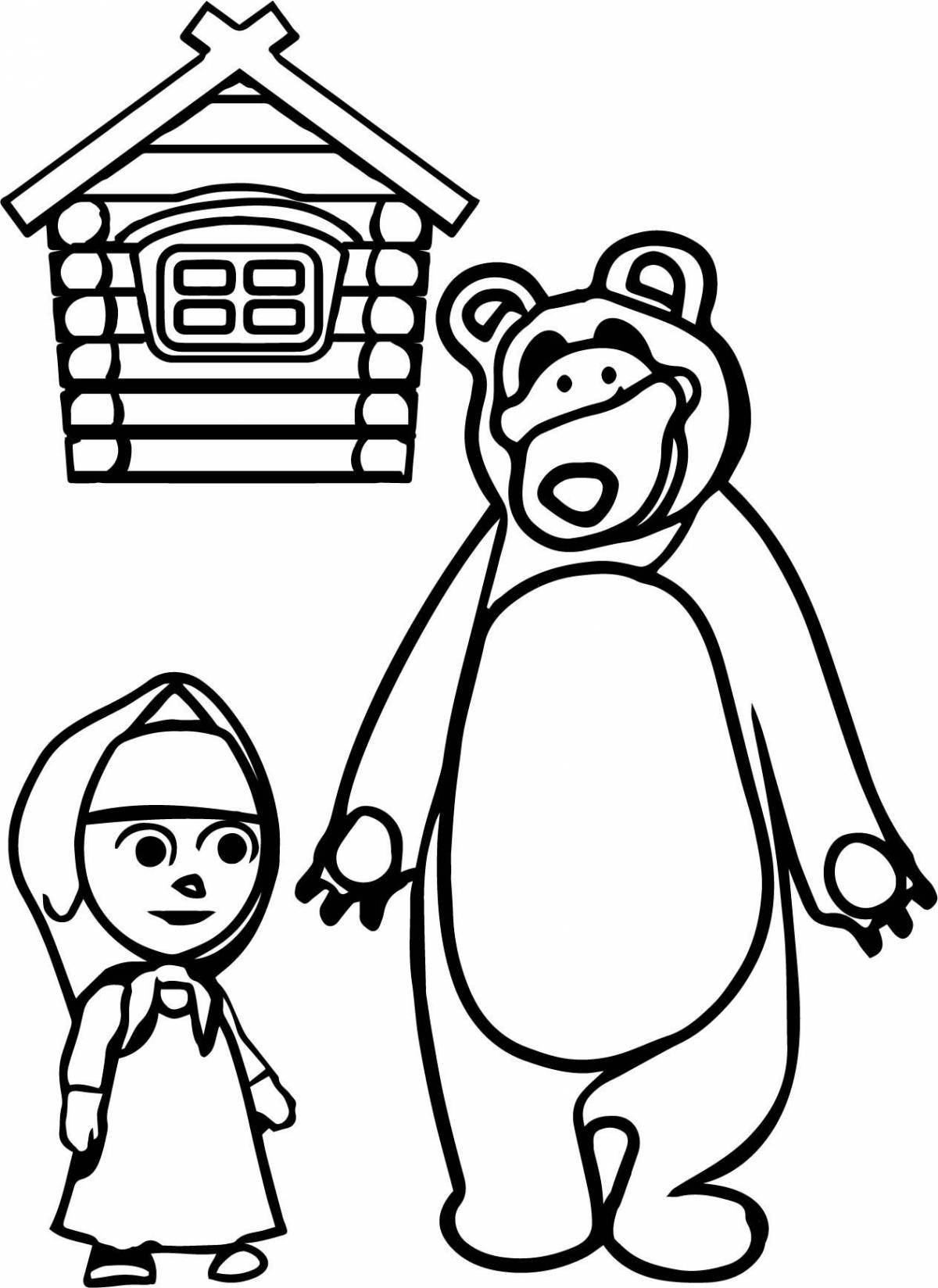 Humorous Masha and the bear super coloring book