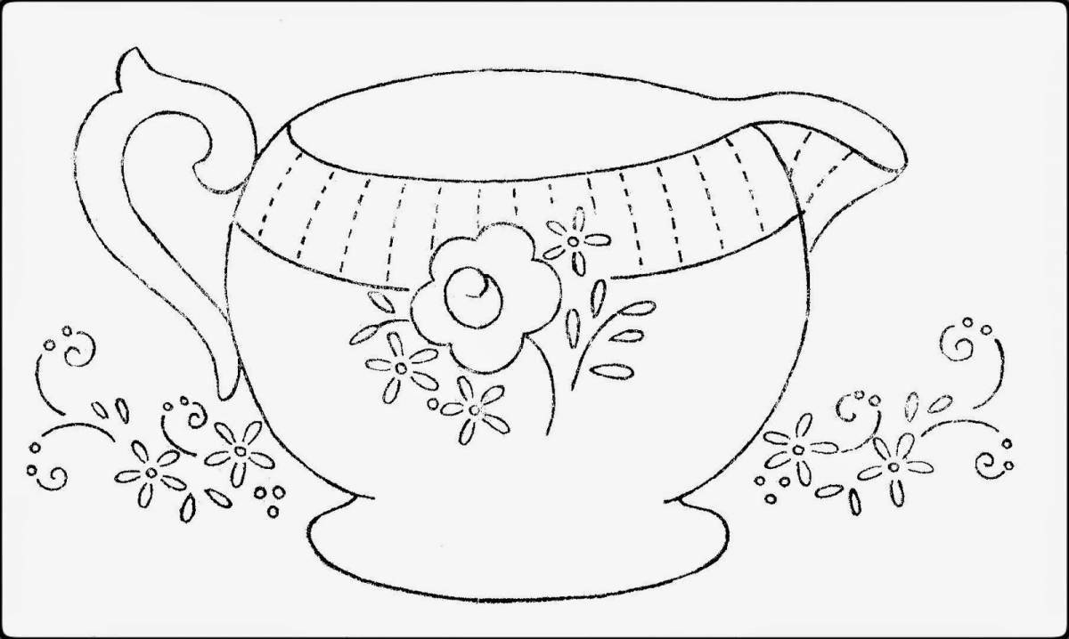 An outstanding jug Gzhel coloring book for children