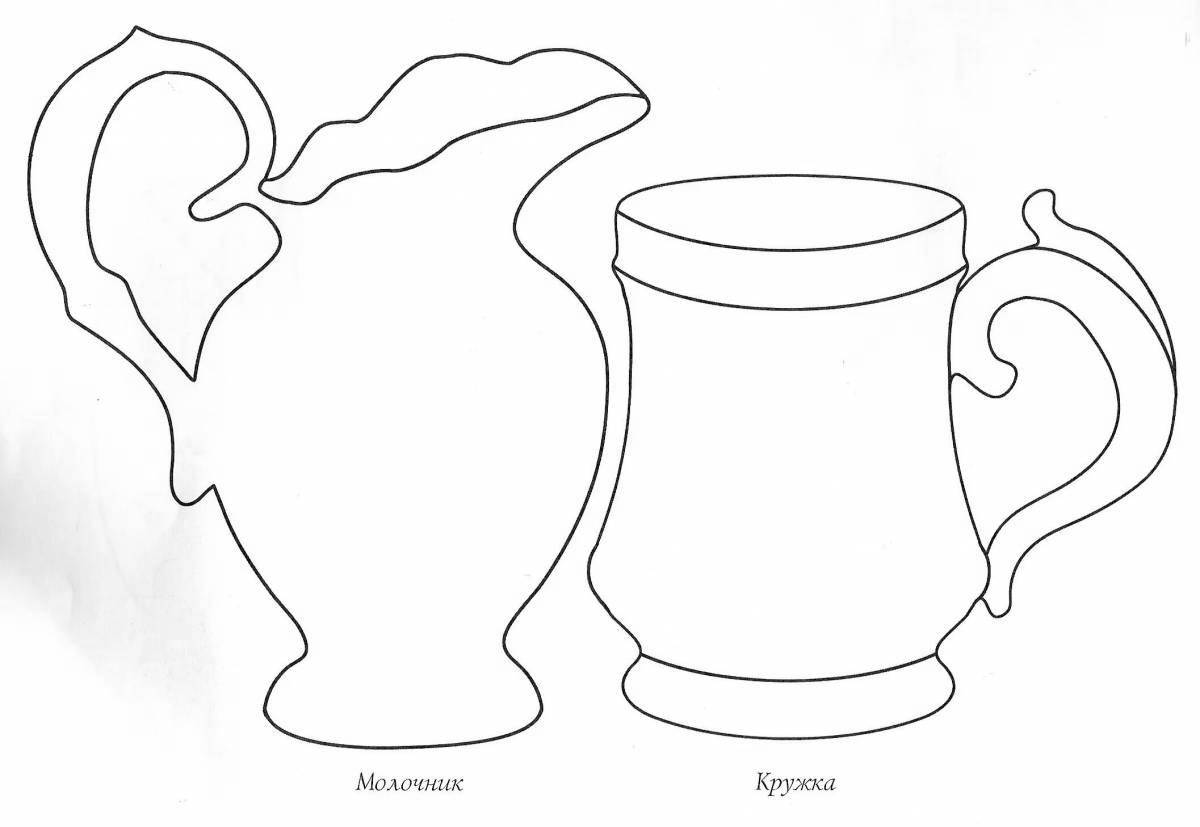 Colorful jug Gzhel coloring for kids