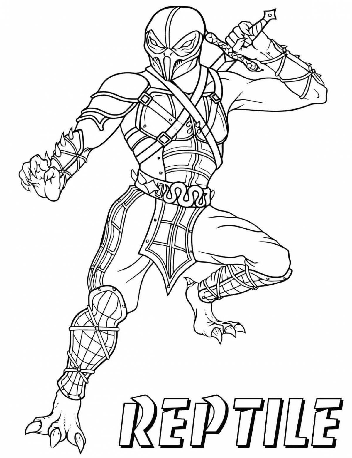 Radiant coloring page of mortal kombat noob saibot