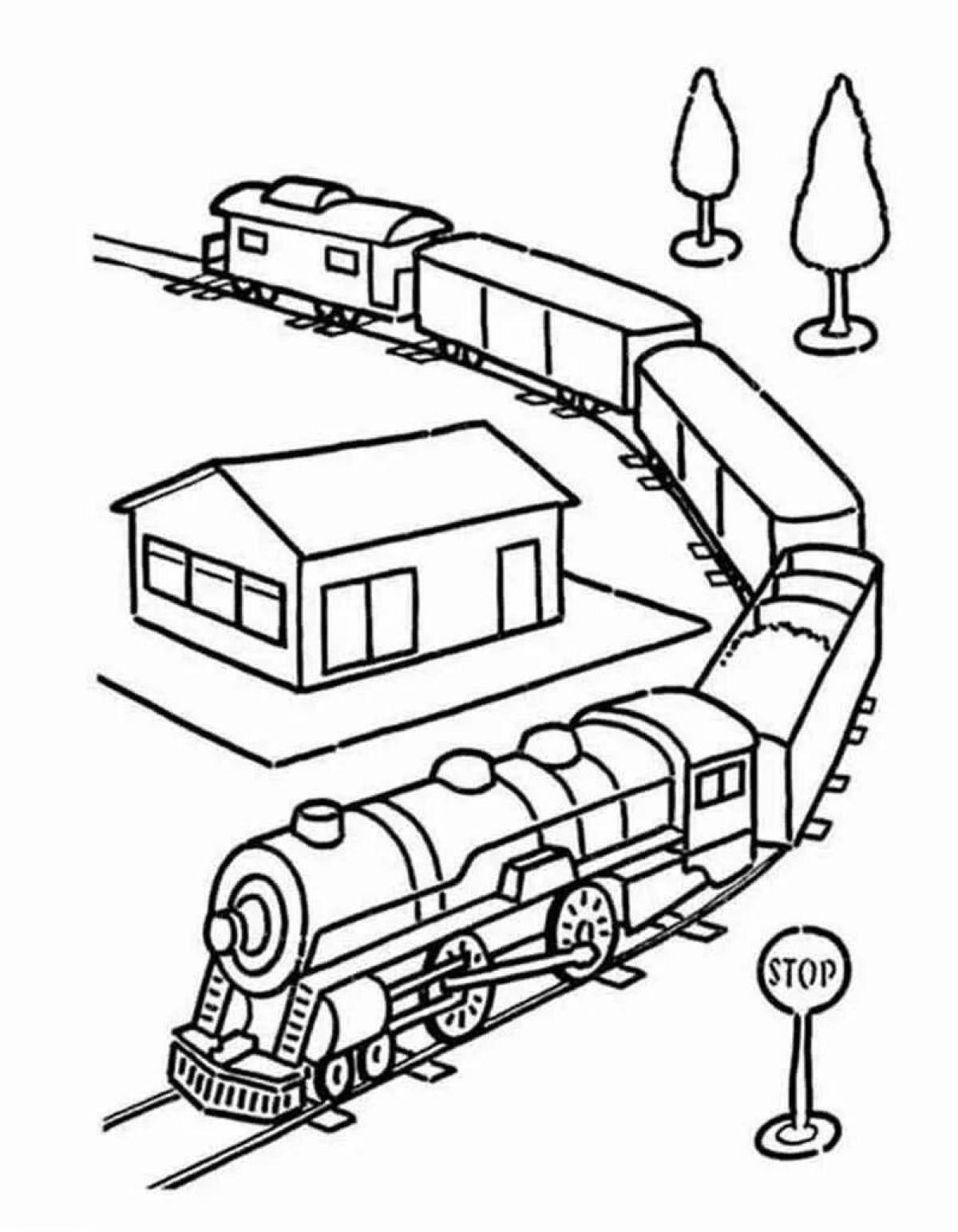 Adorable freight train coloring book for kids