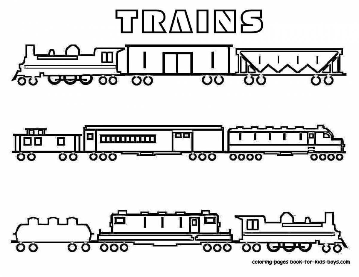 Потрясающая страница раскраски грузового поезда для детей