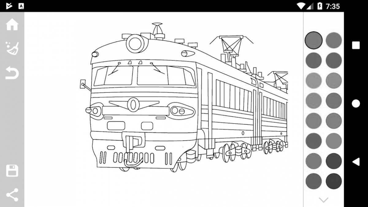 Восхитительная страница раскраски грузового поезда для детей