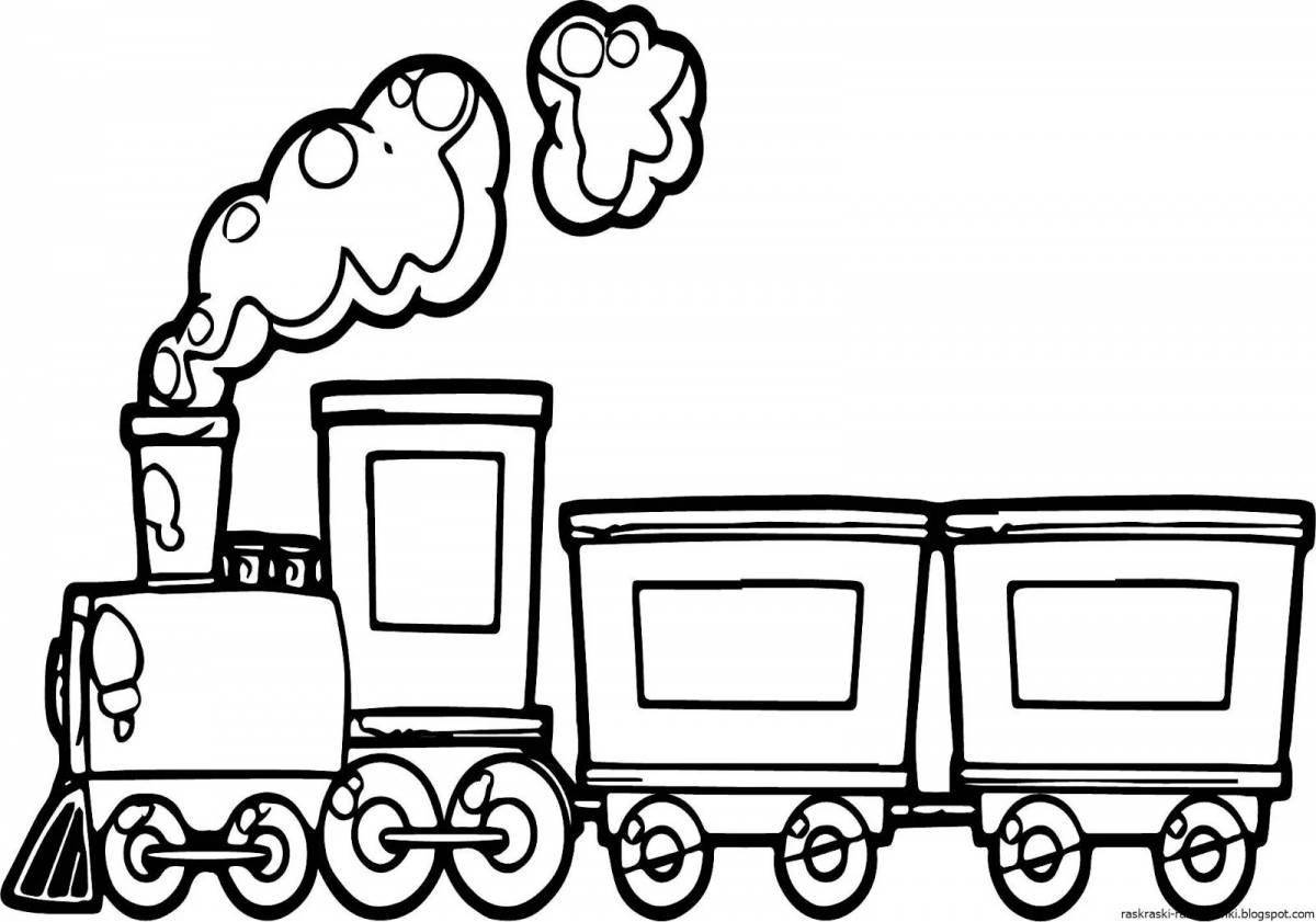 Cute freight train coloring book for kids