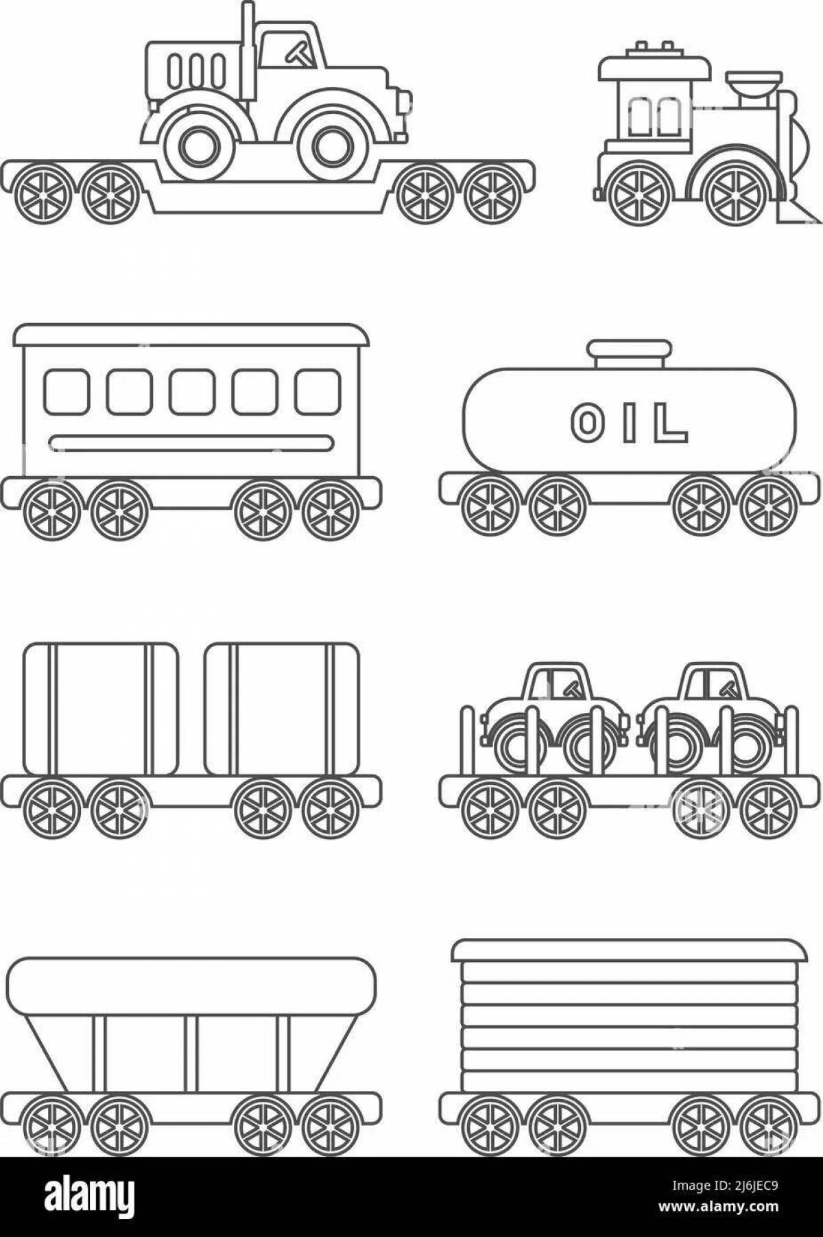 Впечатляющая страница раскраски грузового поезда для детей