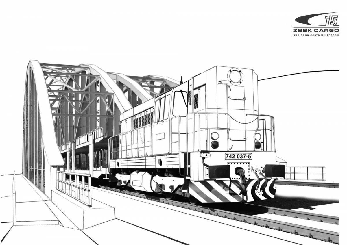 Shiny freight train coloring book for kids