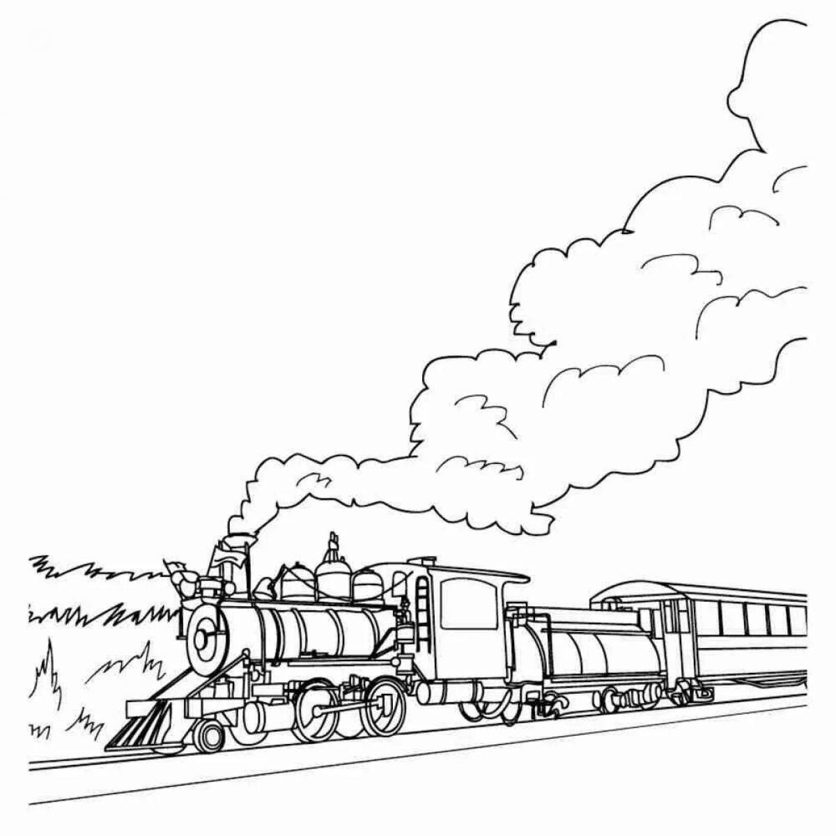 Coloring book dazzling freight train for kids