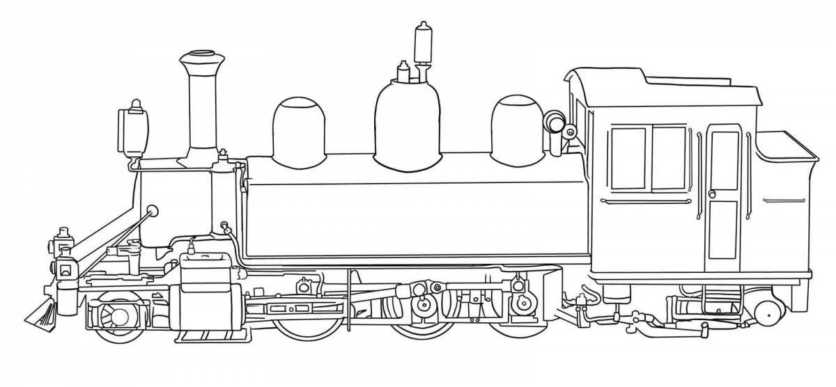 Coloring book elegant freight train for kids
