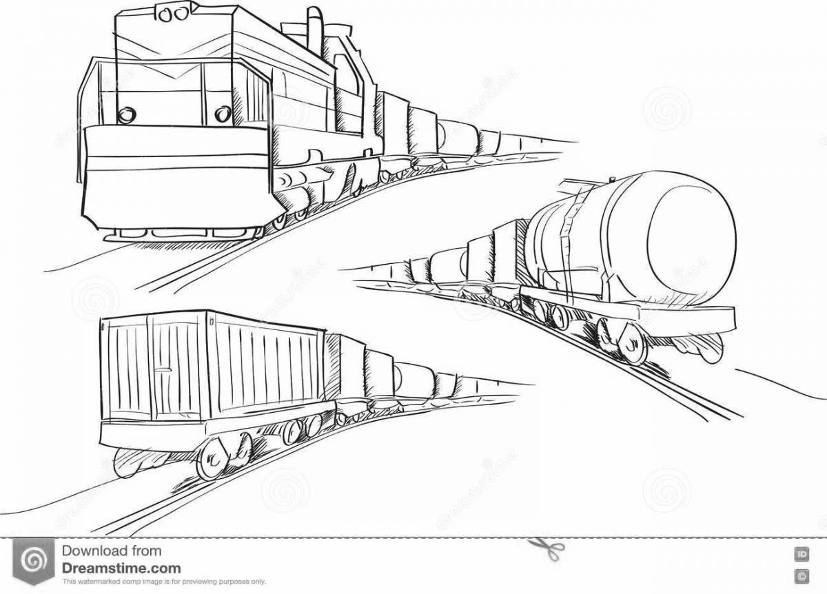 Красивая страница раскраски грузового поезда для детей