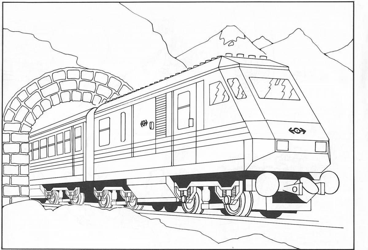 Раскраска стильный грузовой поезд для детей