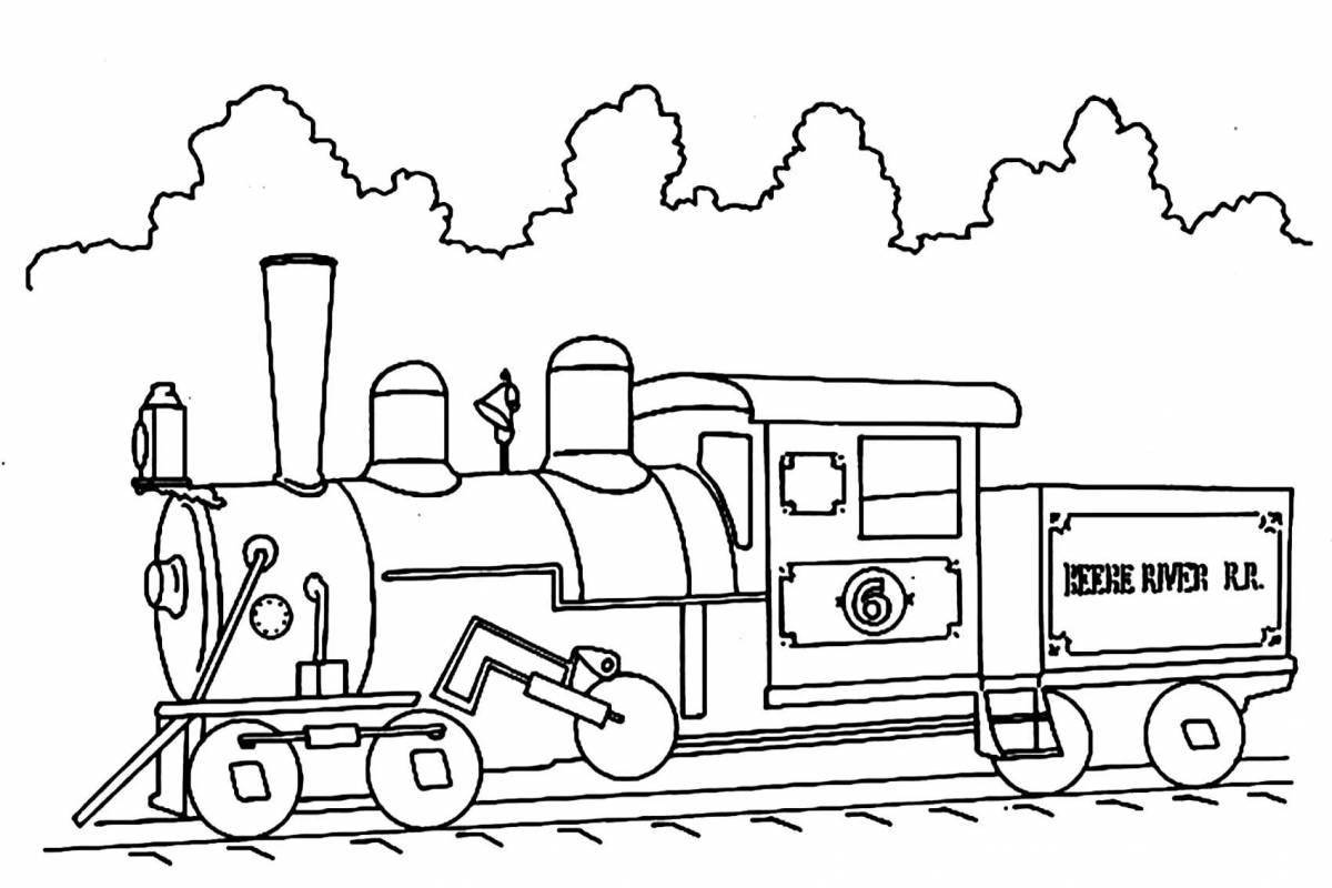 Модная страница раскраски грузового поезда для детей