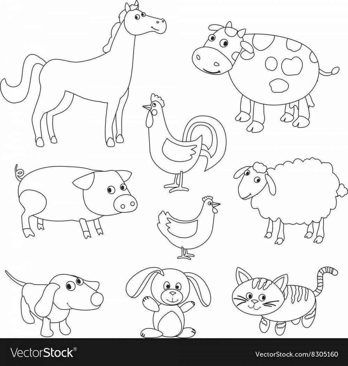 Sweet coloring book for preschool pets