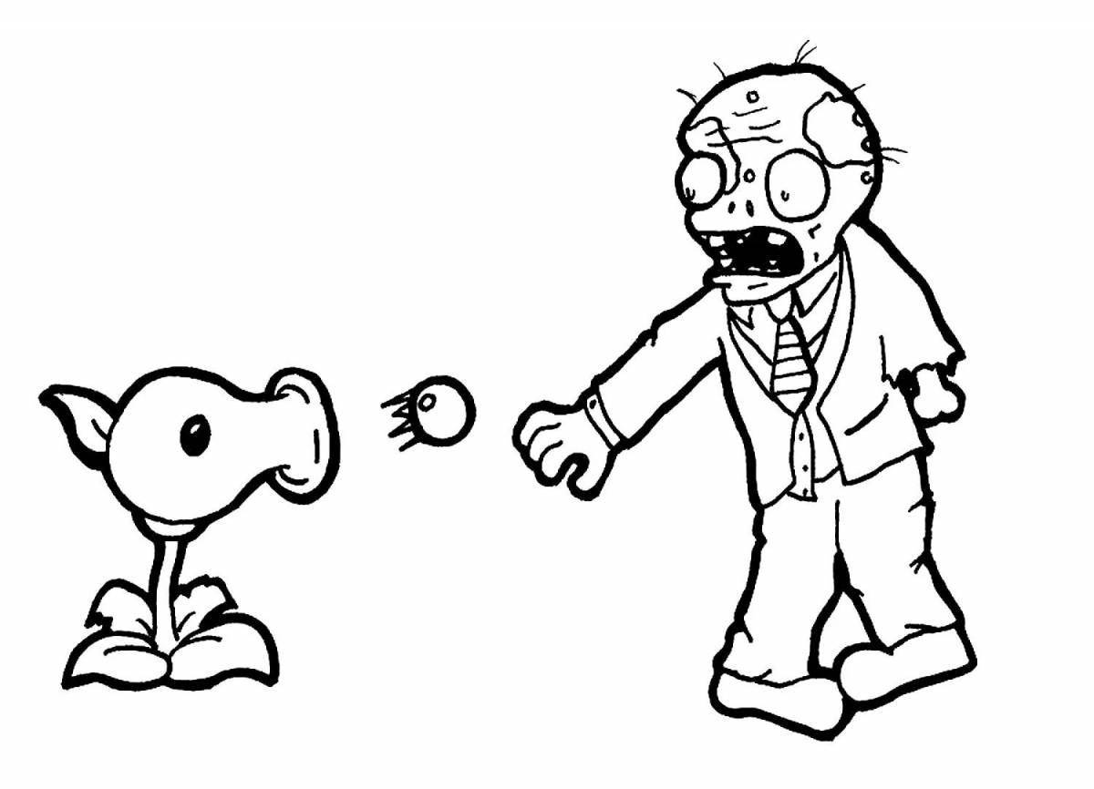 Awesome peashooter vs zombie coloring pages