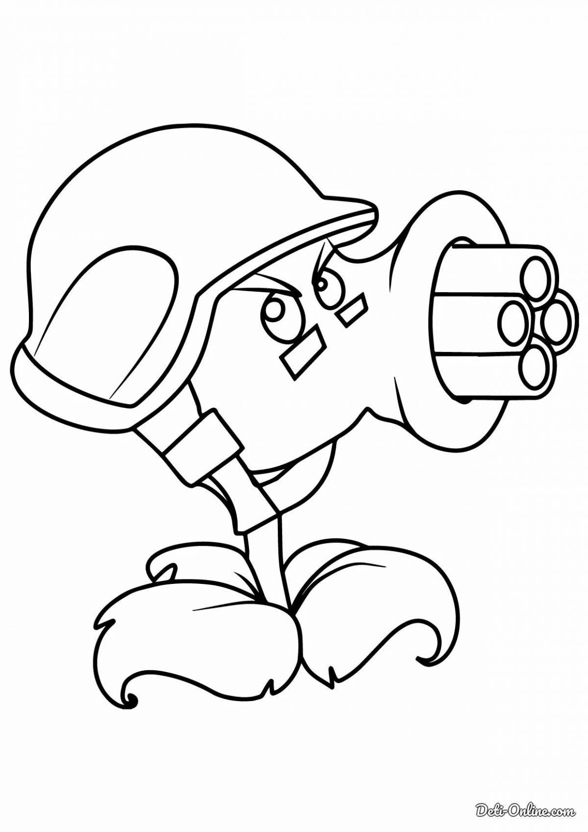 Coloring page dynamic pea shooters plants vs zombies